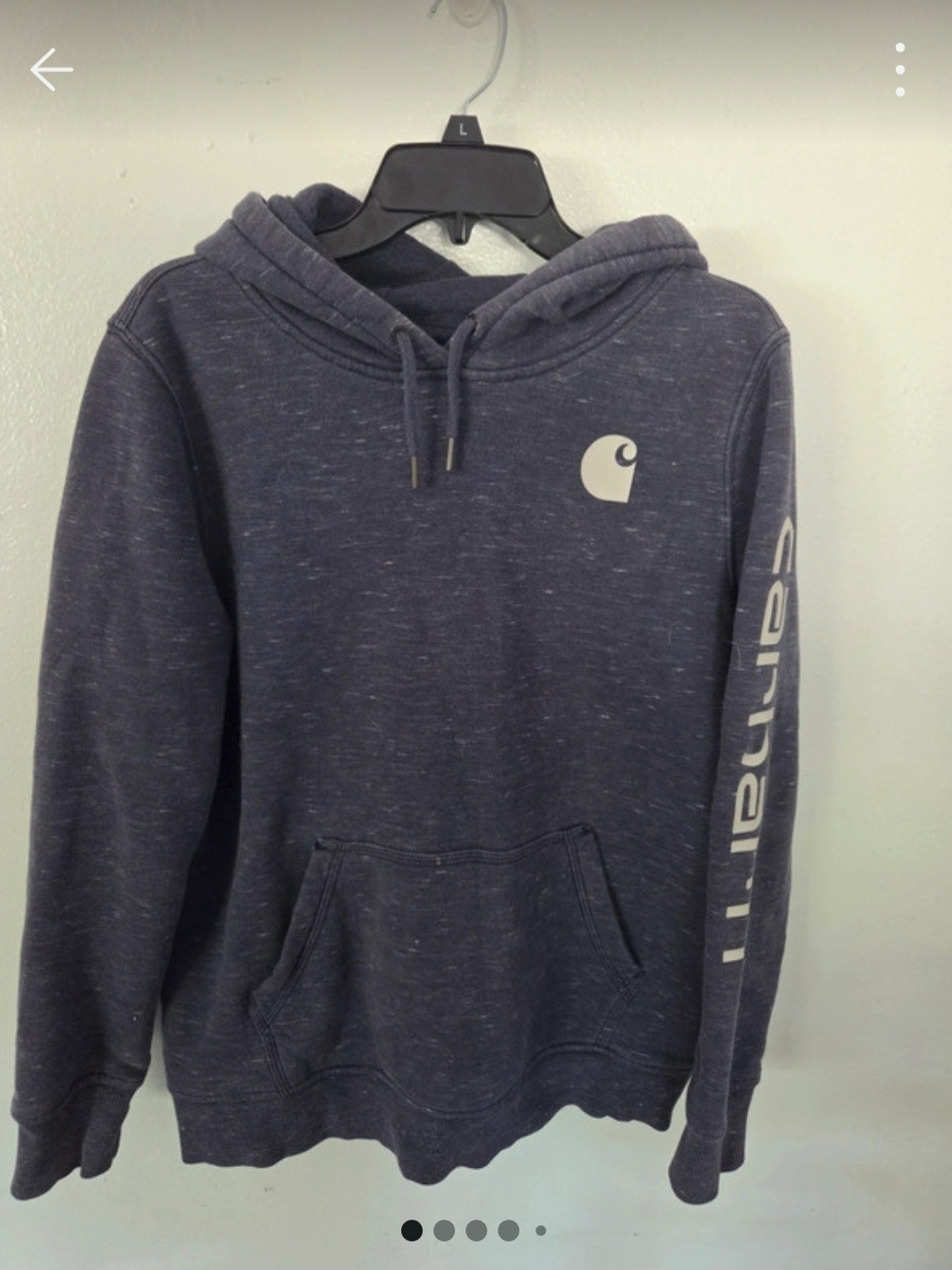 Carhartt Women’s Large Navy Hooded Sweatshirt - Logo Sleeve Pullover